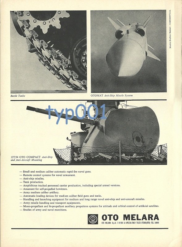 OTO MELARA 1972 - TANKS & MISSILES PRINT AD - ITALY