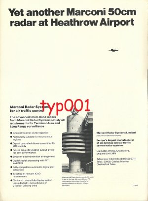 MARCONI 1972 RADAR AT HEATHROW  PRINT AD