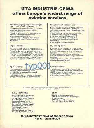 UTA CRMA - 1973 AVIATION SERVICES PRINT AD - FRANCE