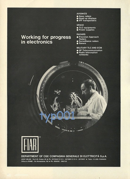 FIAR ELECTRONICS - 1973 - AVIONICS PRINT AD