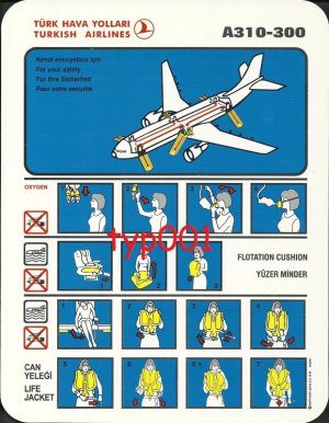 TURKISH AIRLINES - 2001 - AIRBUS A310-300 SAFETY CARD - 02