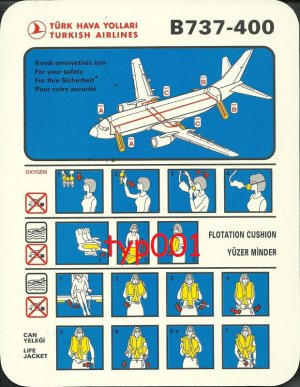 TURKISH AIRLINES - BOEING B737-400 SAFETY CARD - 03