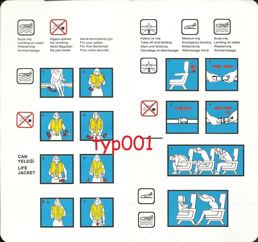 TURKISH AIRLINES BOEING B737800 SAFETY CARD 01