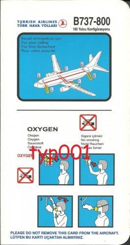 TURKISH AIRLINES - 2005 - BOEING B737-800 SAFETY CARD - 02