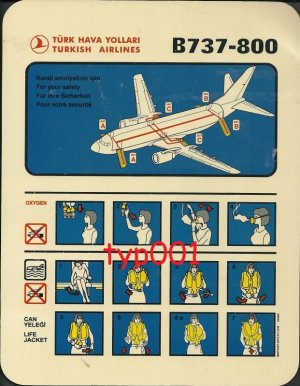 TURKISH AIRLINES - 2000 - BOEING B737-800 SAFETY CARD - 04