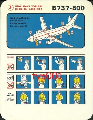 TURKISH AIRLINES - 1998 - BOEING B737-800 SAFETY CARD - 05