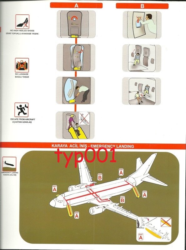 TURKISH AIRLINES 2009 BOEING B737800 SAFETY CARD 07