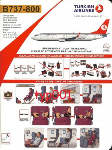 TURKISH AIRLINES - 2010 - BOEING B737-800 SAFETY CARD - 08