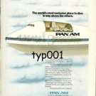 PAN AM - 1975 - WORLD'S MOST EXCLUSIVE PLACE TO DINE PRINT AD - B747 CUT AWAY