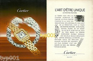 CARTIER - 1987 - THE ART OF BEING UNIQUE - PANTHER WATCH PRINT AD