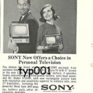 SONY - 1964 - OFFERS A CHOICE IN PERSONAL TELEVISION PRINT AD