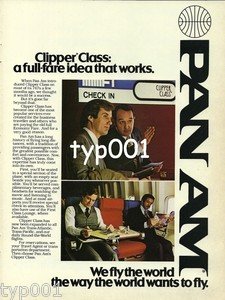 PAN AM - 1979 - CLIPPER CLASS A FULL FARE IDEA THAT WORKS PRINT AD