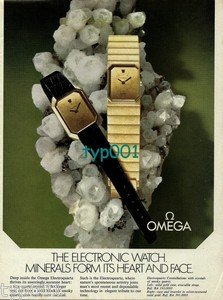 OMEGA - 1973 - THE ELECTRONIC WATCH MINERALS FORM ITS HEART AND FACE  PRINT AD