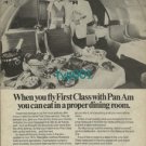 PAN AM - 1973 - PROPER DINING ROOM IN FIRST CLASS PRINT AD