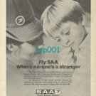 SAA SOUTH AFRICAN AIRWAYS - 1973 - FLY SAA WHERE NO ONE'S A STRANGER PRINT AD