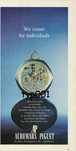 AUDEMARS PIGUET - 1974 - WE CREATE FOR INDIVIDUALS -3 PRINT AD