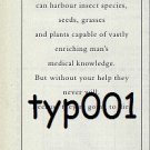 WORLD WILDLIFE FUND - 1990 - ON RAINFOREST FLOOR NO BIGGER THAN THIS AD PRINT AD