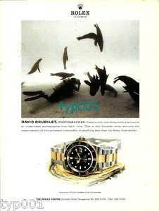 ROLEX - 2000- DAVID DOUBILET UNDERWATER PHOTOGRAPHER PRINT AD