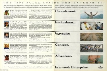 ROLEX - 1990 - ROLEX AWARDS FOR ENTERPRISE PRINT AD