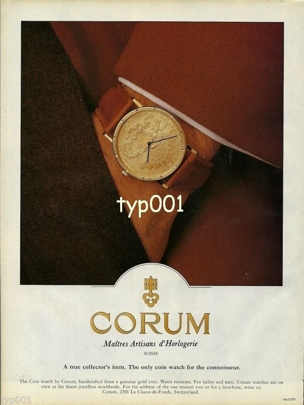 CORUM - 1990 - THE COIN WATCH FOR THE CONNOISSEUR PRINT AD