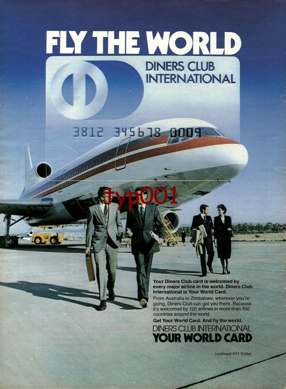 DINERS CLUB - 1984 - FLY THE WORLD - LOCKHEED 1011 TRISTAR - PRINT AD