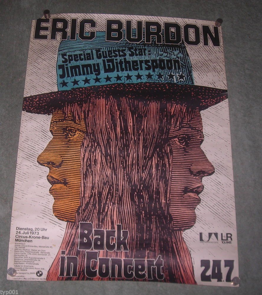 ERIC BURDON 1973 THE LEGEND BACK IN CONCERT IN MUNICH POSTER - ANIMALS - WAR