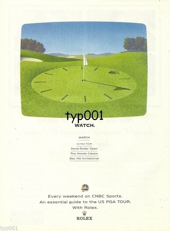 ROLEX - 2000 - CNBC PRO GOLF PROGS SPONSORED BY ROLEX MARCH PRINT AD
