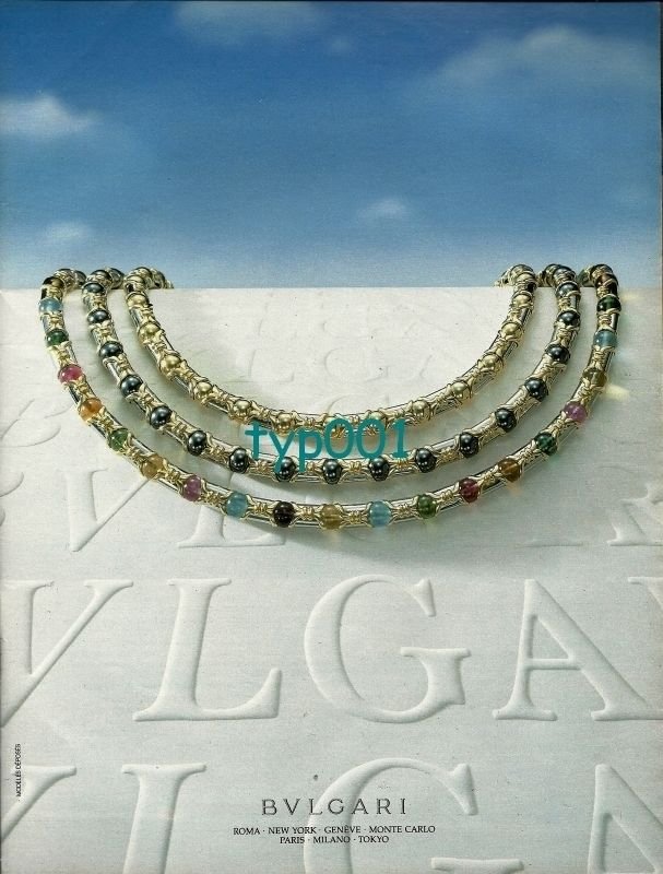 BVLGARI BULGARI - 1988 - COLOURFUL NECKLACE PRINT AD