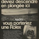 ROLEX - 1968 -  IF YOU WERE TO DIVE HERE TOMORROW YOU'D WEAR A ROLEX PRINT AD