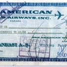 PAN AM - 1962 COMPANY CHEQUE ISBANK ANKARA TURKEY