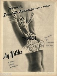 AY YILDIZ - 1963 - RARE BRA ALWAYS LEADER IN STYLE COMFORT TURKISH PRINT AD