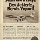 PAN AM - 1963 - ONLY PAN AM SERVES GERMANY W/ GIANT JETS - RARE TURKISH PRINT AD