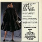 MICHAEL HENNESSY FURS - 1992 - LADY IN MINK FUR COAT PRINT AD