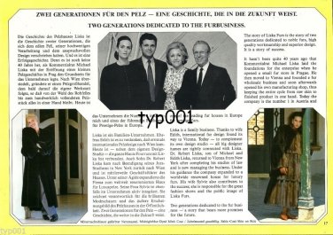 LISKA FURS - 1988 - TWO GENERATIONS DEDICATED TO FURBUSINESS AUSTRIAN PRINT AD