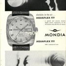 MONDIA - 1968 - ELASTICITY IN THE AIR AQUAFLEX 777 WATCH VINTAGE PRINT AD
