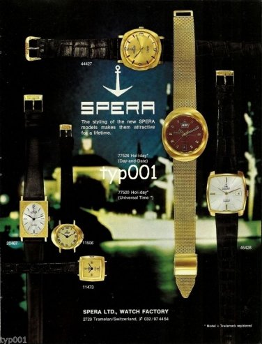 SPERA - 1968 - ATTRACTIVE STYLING WATCH VINTAGE PRINT AD