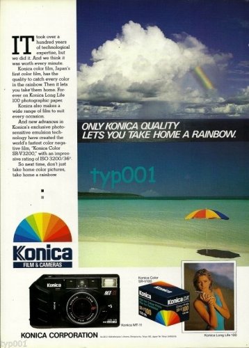KONICA - 1988 - ONLY KONICA QUALITY LETS YOU TAKE HOME A RAINBOW PRINT AD