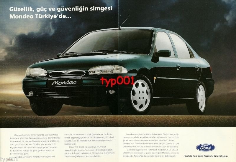 FORD - 1995 MONDEO SYMBOL OF BEAUTY POWER SAFETY IN TURKEY 3 PG TURKISH PRINT AD