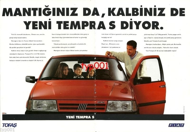 FIAT - 1993 YOUR LOGIC AND YOUR HEART SAYS TEMPRA S TURKISH PRINT AD