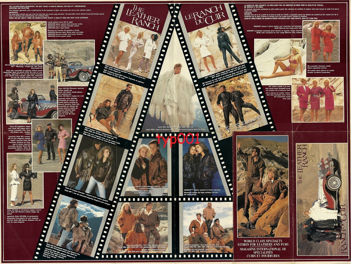 THE LEATHER RANCH - 1996 - LADIES & MEN IN FUR & LEATHER COATS POSTER BROCHURE AD