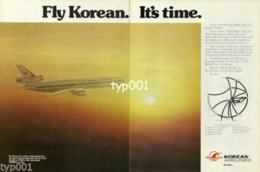 KOREAN AIRLINES - 1976 - FLY KOREAN IT'S TIME MCDONNELL DOUGLAS DC-10 PRINT AD