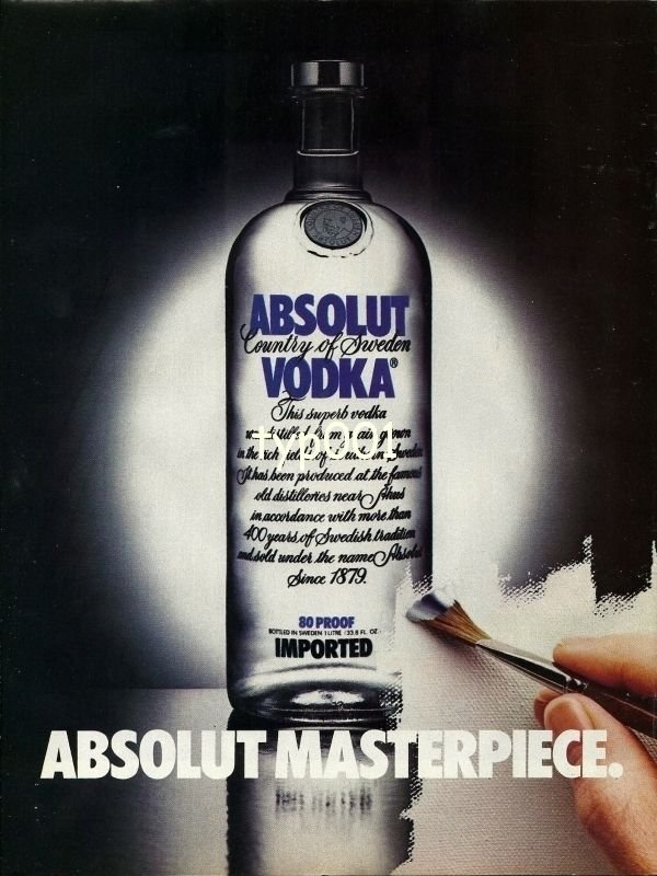 ABSOLUT - 1990 - ABSOLUT MASTERPIECE PRINT AD