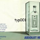 ABSOLUT - 1998 - ABSOLUT HIRST - DAMIEN HIRST - ON THE ART OF DRINKING  PRINT AD