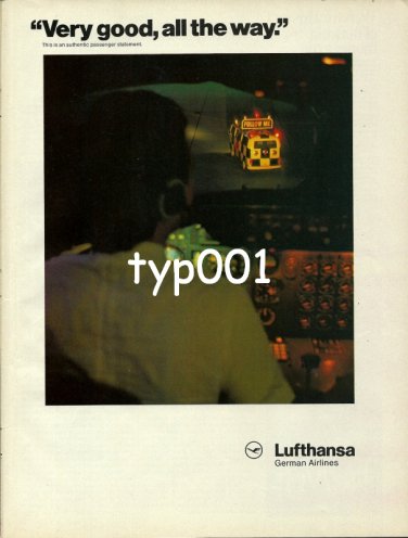 LUFTHANSA - 1980 - VERY GOOD ALL THE WAY PRINT AD