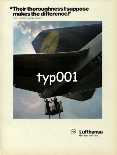 LUFTHANSA - 1980 - THEIR THOROUGHNESS MAKES THE DIFFERENCE PRINT AD