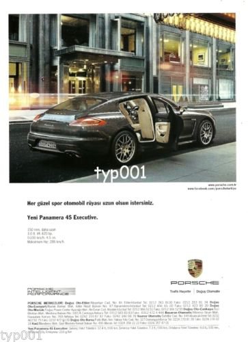 PORCHE - 2013 - PANAMERA 4S EXECUTIVE LONGER SPORTS CAR DREAM TURKISH PRINT AD
