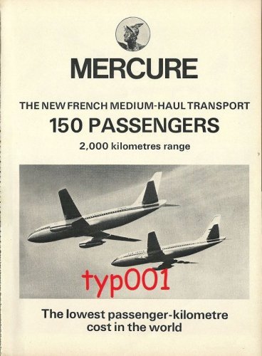 DASSAULT - 1973 - MERCURE JET & AEROSPATIALE - 1973 GAZELLE HELICOPTER PRINT ADS