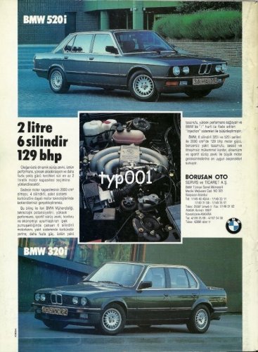 BMW - 1987 - 520i 320i  2LT 6CYL 129BHP TURKISH PRINT AD