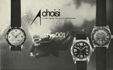 CHOISI - 1968 - DIVERS' WATCHES VINTAGE PRINT AD