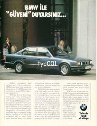BMW - 1989 - YOU'D FEEL TRUST WITH BMW TURKISH PRINT AD